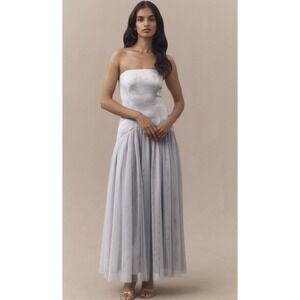hutch lanza strapless tiered ruffle maxi dress Hutch Lanza Strapless Tiered Ruffle Maxi Dress In Seafoam Dramatic
